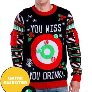 Tipsy Elves Drinking game ugly Christmas sweater